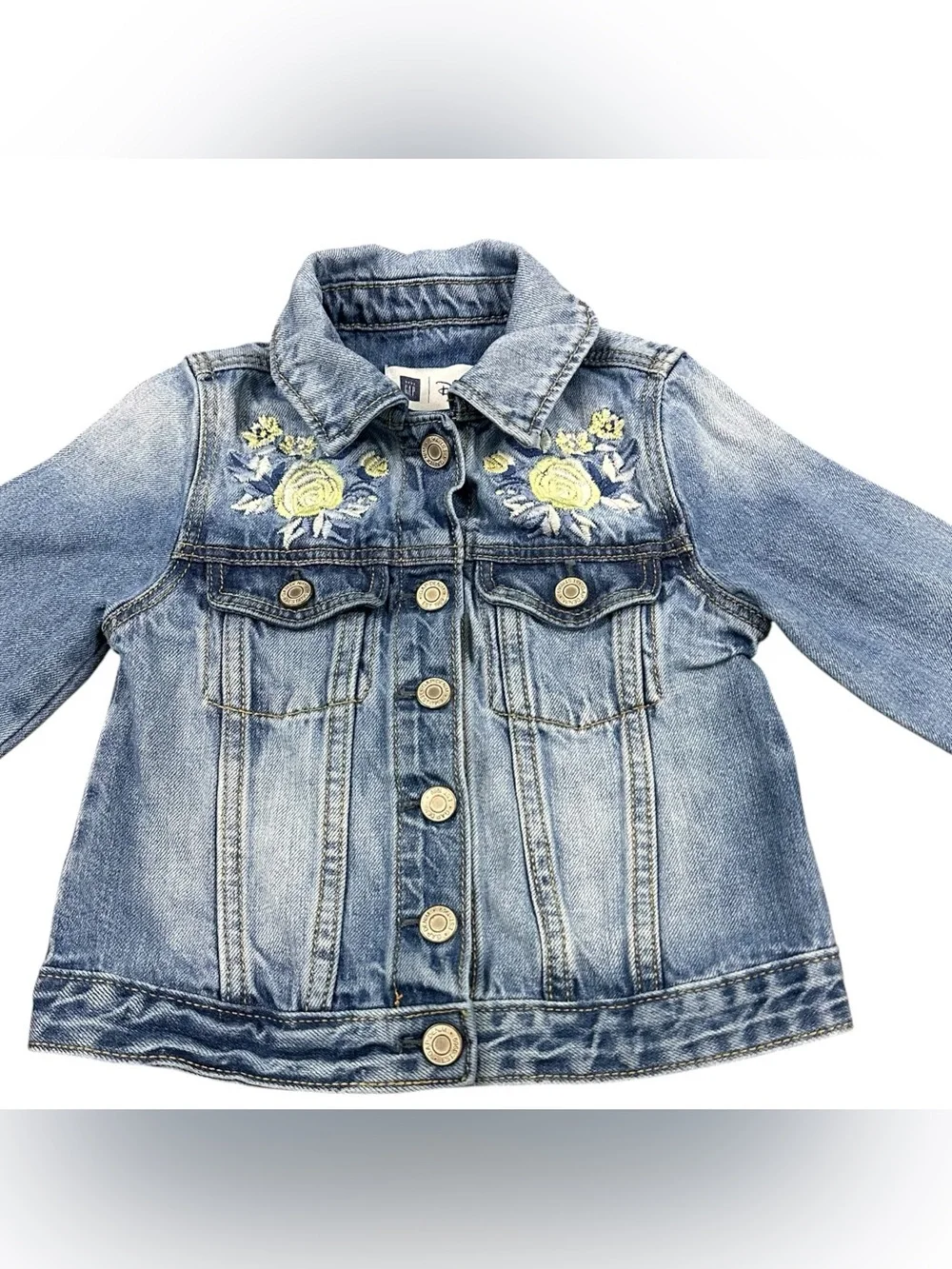 Gap Disney Belle Girls Denim Jacket Beauty & the Beast Embroidered Size Unknown